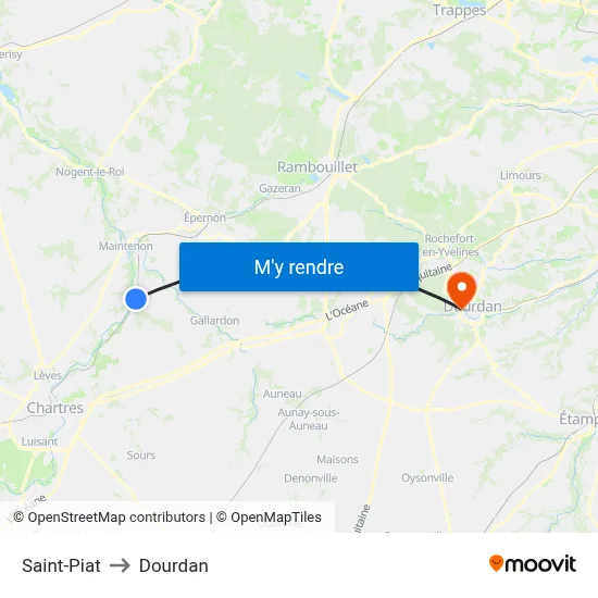 Saint-Piat to Dourdan map