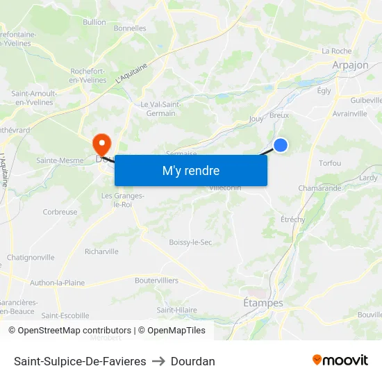 Saint-Sulpice-De-Favieres to Dourdan map