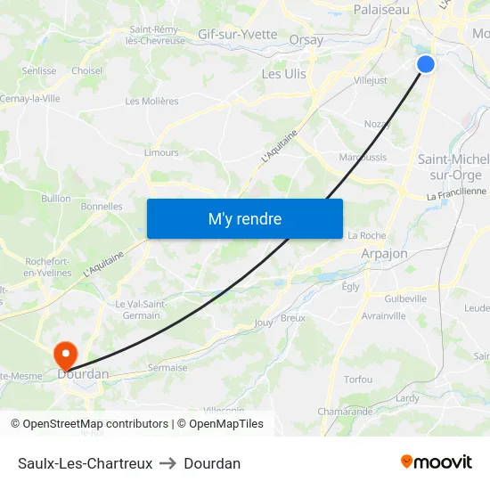 Saulx-Les-Chartreux to Dourdan map