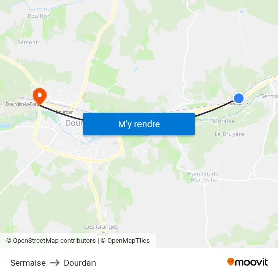 Sermaise to Dourdan map