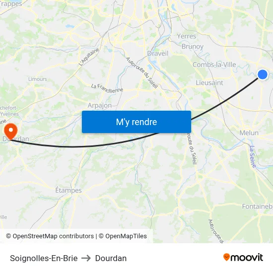 Soignolles-En-Brie to Dourdan map