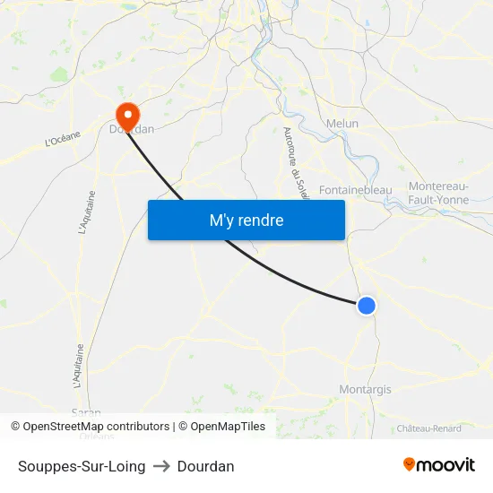 Souppes-Sur-Loing to Dourdan map