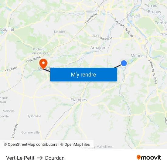 Vert-Le-Petit to Dourdan map