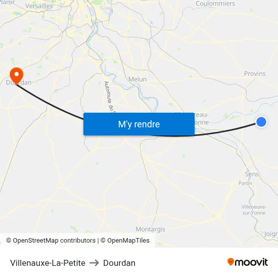 Villenauxe-La-Petite to Dourdan map