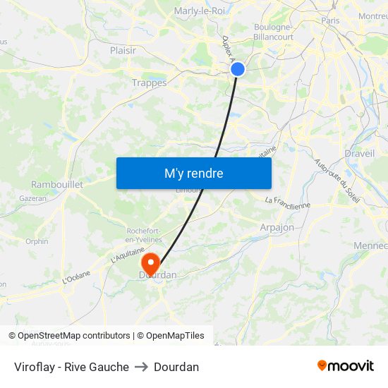 Viroflay - Rive Gauche to Dourdan map