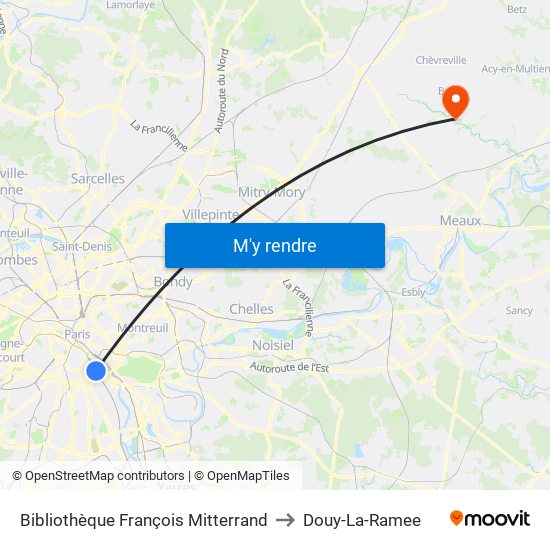 Bibliothèque François Mitterrand to Douy-La-Ramee map