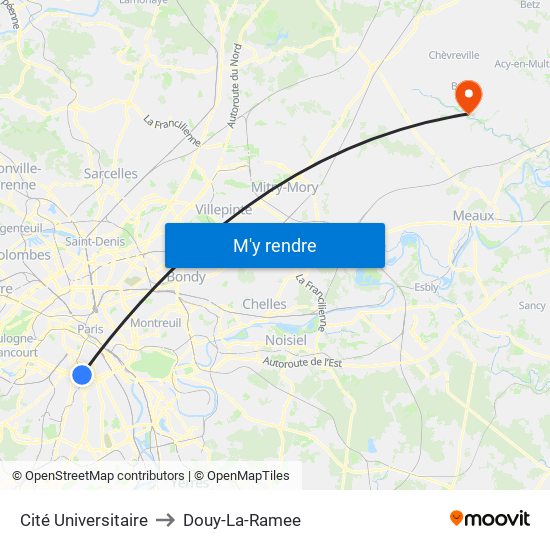 Cité Universitaire to Douy-La-Ramee map