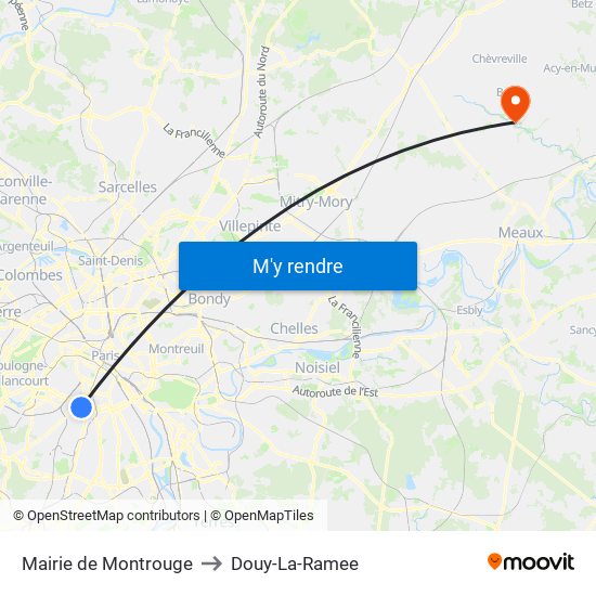 Mairie de Montrouge to Douy-La-Ramee map