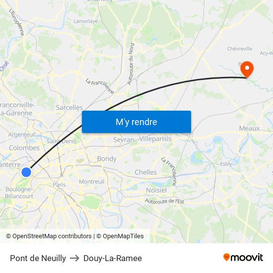 Pont de Neuilly to Douy-La-Ramee map