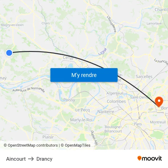 Aincourt to Drancy map