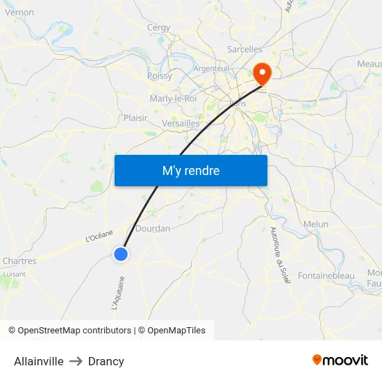 Allainville to Drancy map