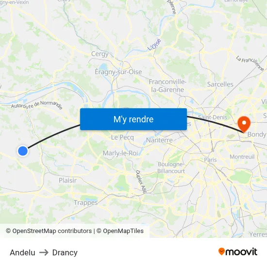 Andelu to Drancy map