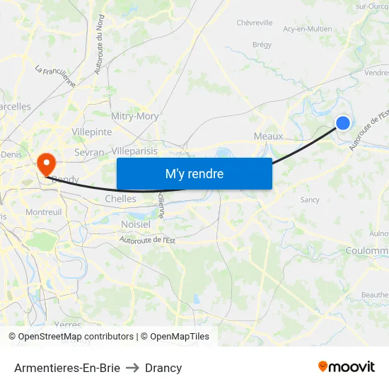 Armentieres-En-Brie to Drancy map