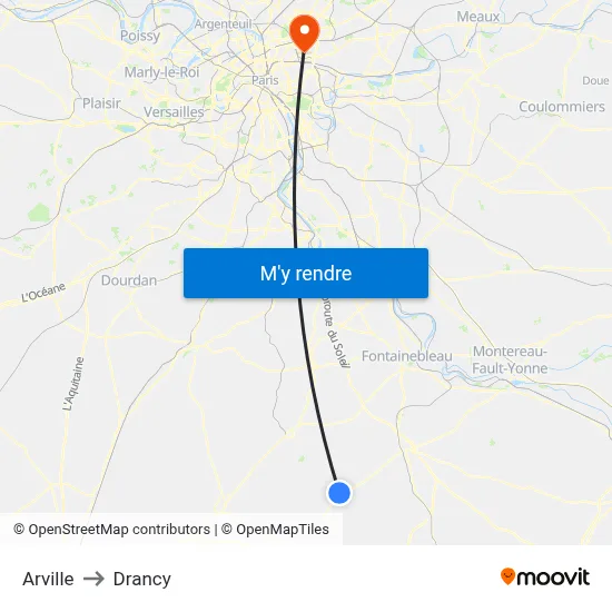 Arville to Drancy map