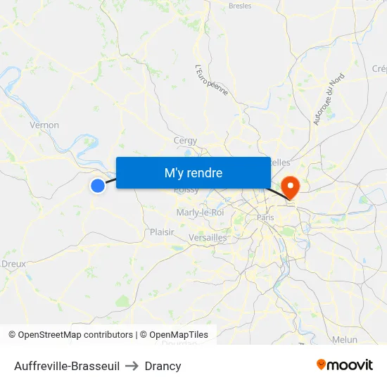 Auffreville-Brasseuil to Drancy map