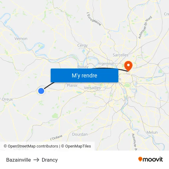 Bazainville to Drancy map