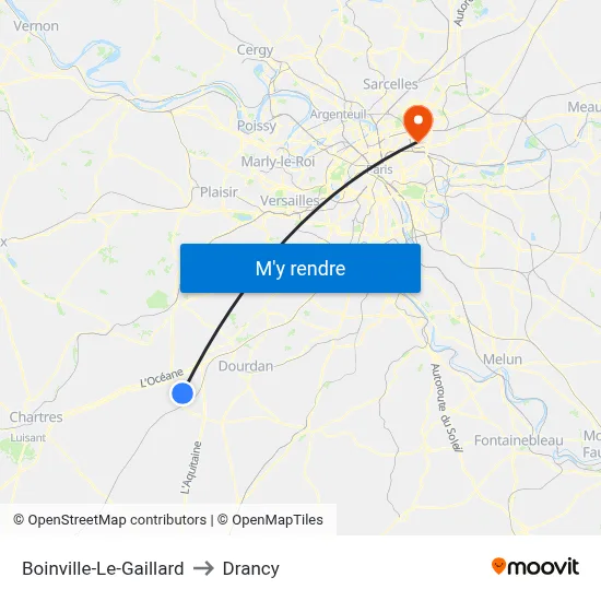 Boinville-Le-Gaillard to Drancy map