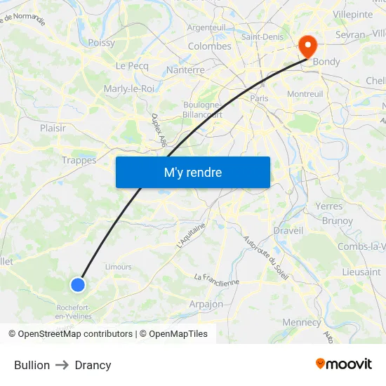 Bullion to Drancy map