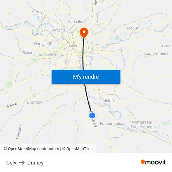 Cely to Drancy map