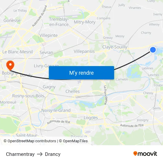 Charmentray to Drancy map