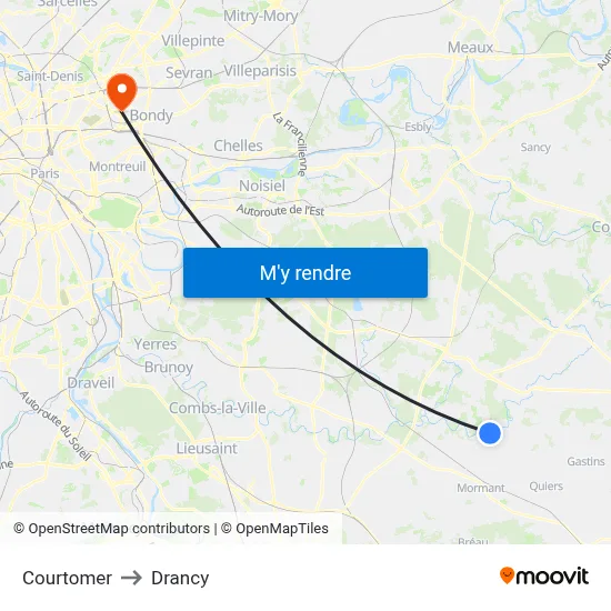 Courtomer to Drancy map