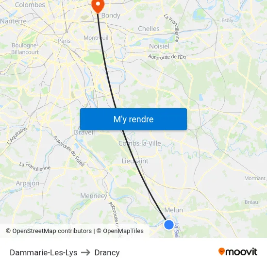 Dammarie-Les-Lys to Drancy map