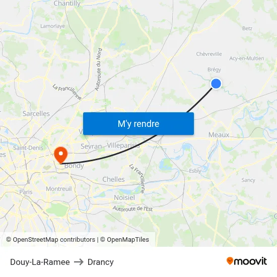 Douy-La-Ramee to Drancy map