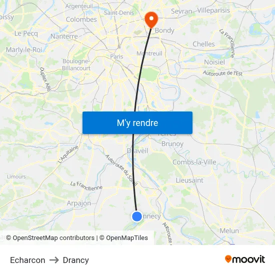 Echarcon to Drancy map