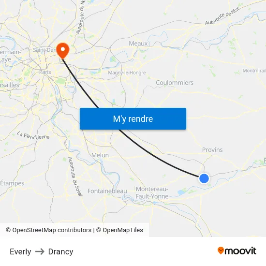 Everly to Drancy map