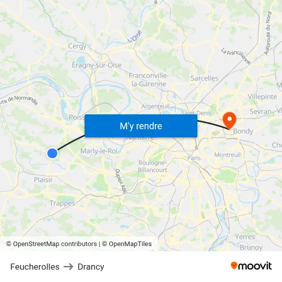 Feucherolles to Drancy map