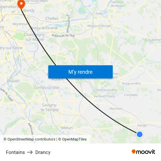 Fontains to Drancy map