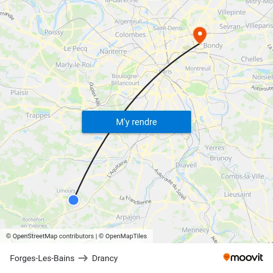 Forges-Les-Bains to Drancy map