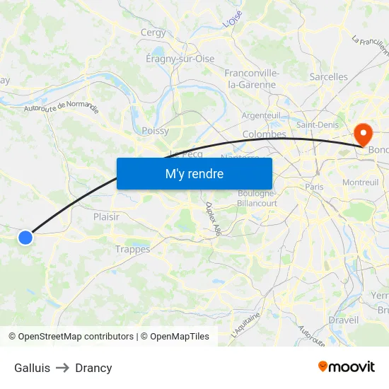 Galluis to Drancy map