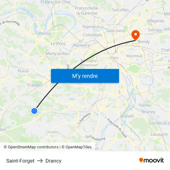 Saint-Forget to Drancy map