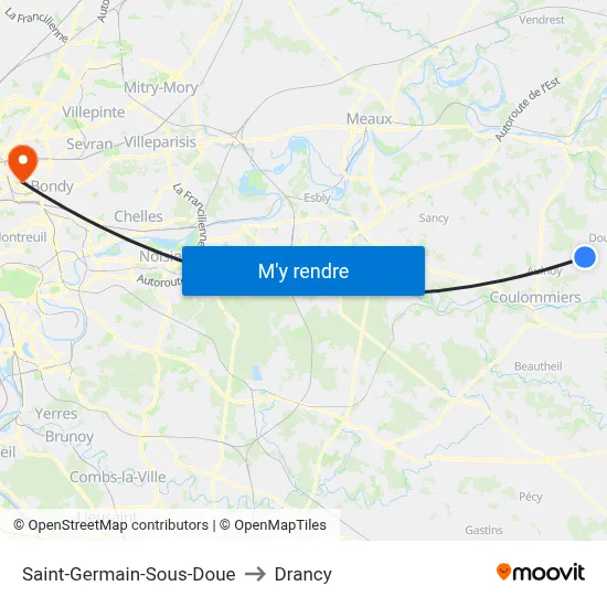 Saint-Germain-Sous-Doue to Drancy map