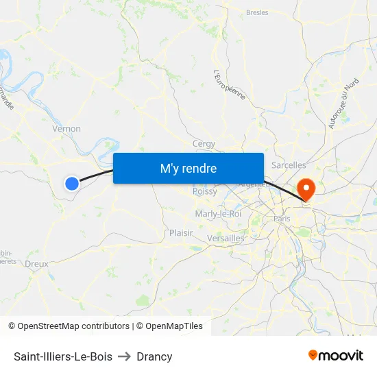 Saint-Illiers-Le-Bois to Drancy map