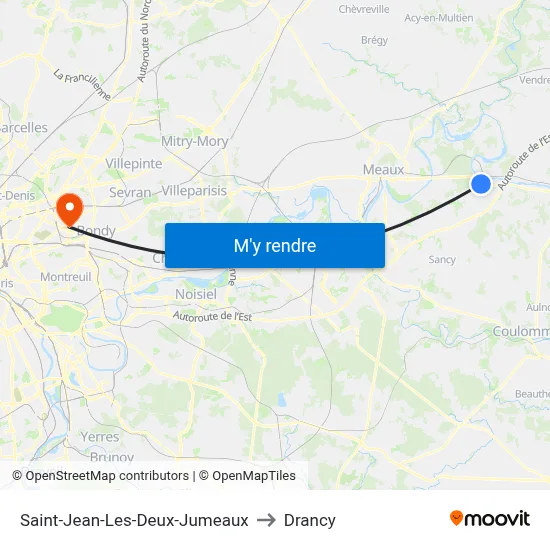 Saint-Jean-Les-Deux-Jumeaux to Drancy map
