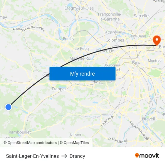Saint-Leger-En-Yvelines to Drancy map