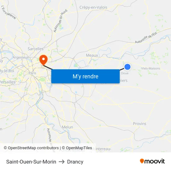 Saint-Ouen-Sur-Morin to Drancy map