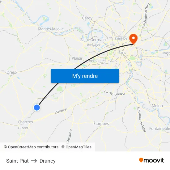 Saint-Piat to Drancy map