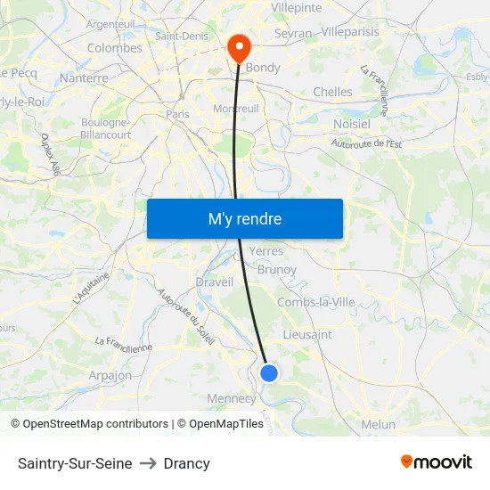Saintry-Sur-Seine to Drancy map