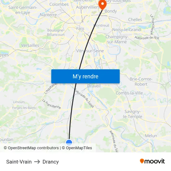 Saint-Vrain to Drancy map