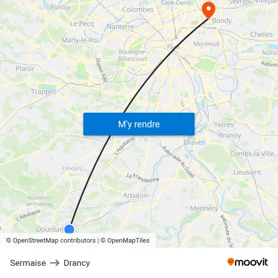 Sermaise to Drancy map