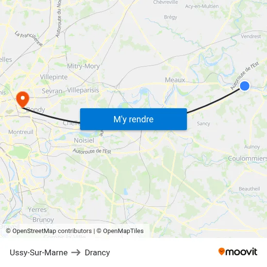 Ussy-Sur-Marne to Drancy map