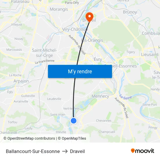 Ballancourt-Sur-Essonne to Draveil map