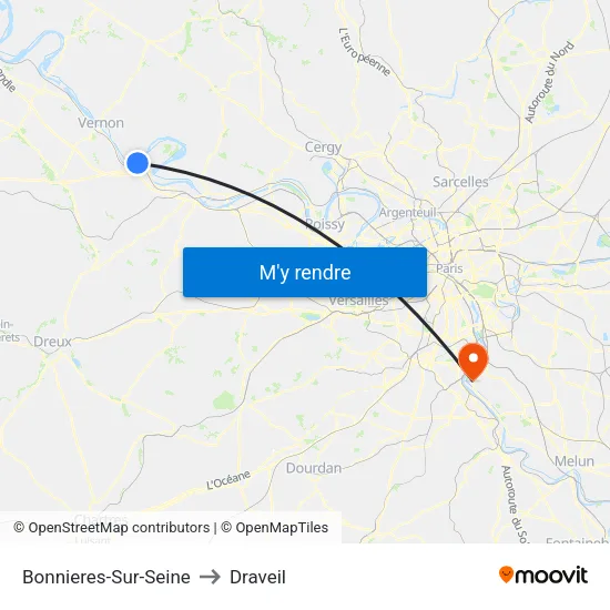Bonnieres-Sur-Seine to Draveil map