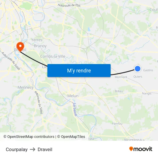 Courpalay to Draveil map