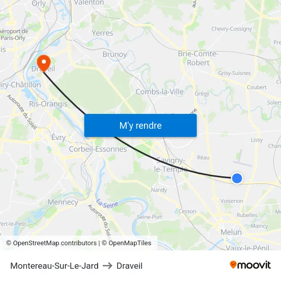 Montereau-Sur-Le-Jard to Draveil map