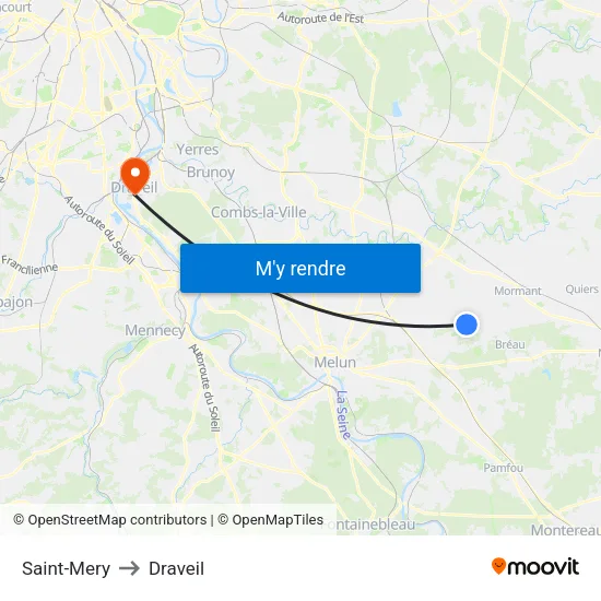 Saint-Mery to Draveil map