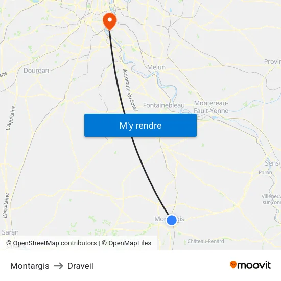 Montargis to Draveil map